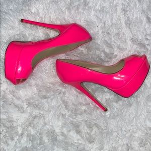Hot Pink Open Toe Pumps